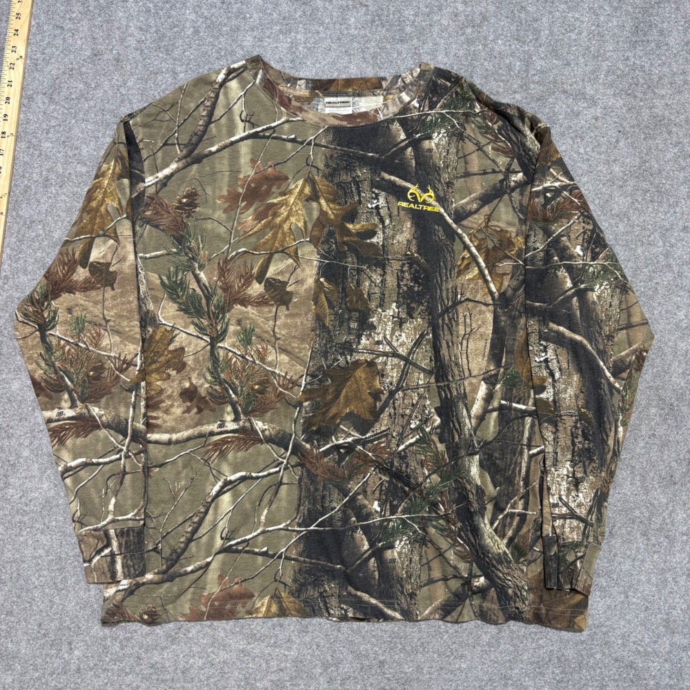 Realtree AP Camo Long Sleeve Shirt Mens 3XL Camouflage Hunting Tee TS1140 Brown